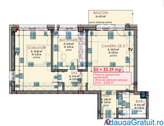 Apartament 2 camere, 53.39 mp + balcon 4.23 mp, etaj intermediar, URUSAGULUI