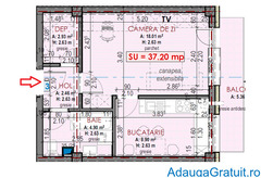 Apartament 1 camera, 37.20 mp, etaj intermediar, semifinisat, c-tie noua, URUSAGULUI