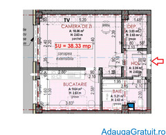 Apartament 1 camera, 38.33 mp, parter, semifinisat, Floresti, URUSAGULUI